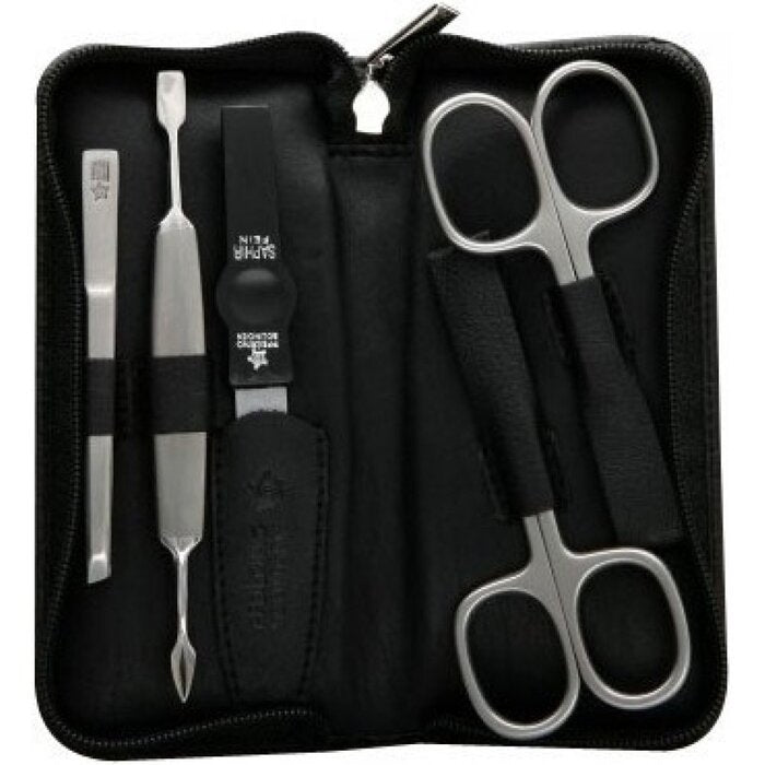 DuKaS black manicure set from natural leather Solingen 9350