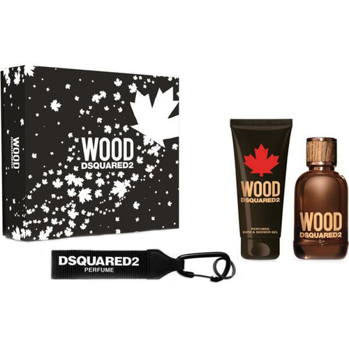 Dsquared2 Wood pour Homme dovanų rinkinys EDT 100 ml, dušo gelis 100 ml ir Pakabukas