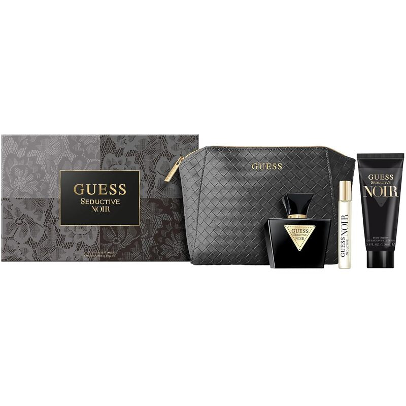 Guess Seductive Noir Gift set EDT 75 ml, body lotion 100 ml, miniature EDT 15 ml and cosmetic bag