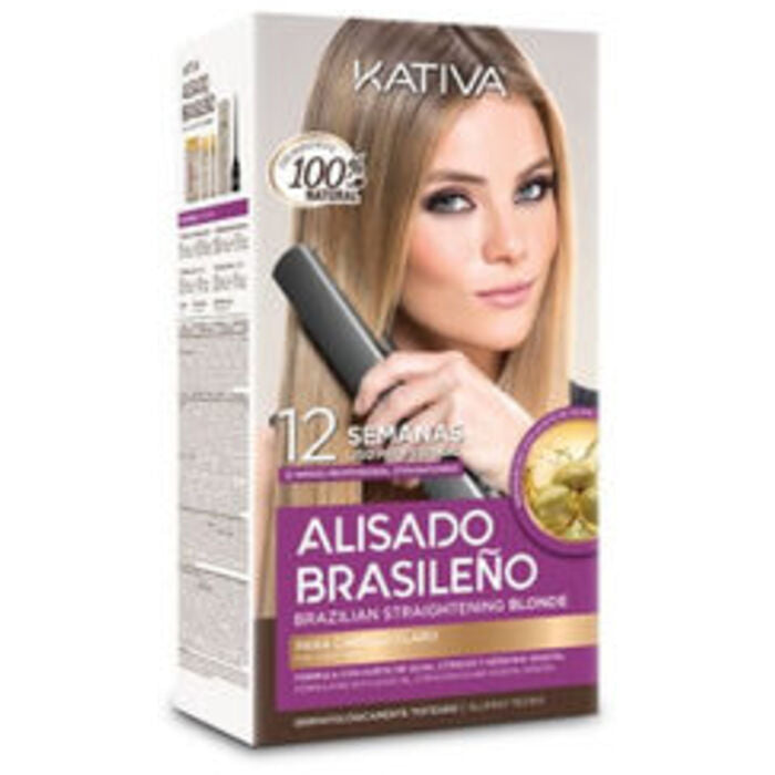 Kativa Brazilian Straightening Blonde Kit hair straightening kit with keratin
