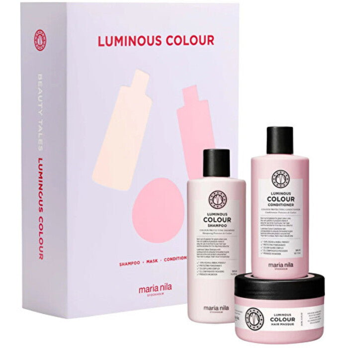 Maria Nila Luminous Color Set – šviesinantis priežiūros dovanų rinkinys dažytiems plaukams