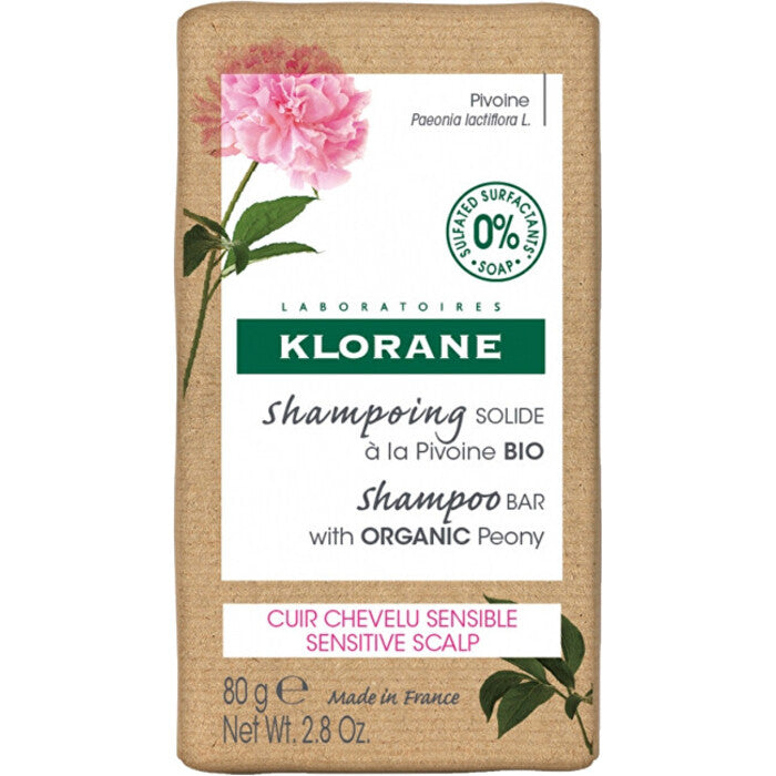 „Klorane Pivoine“ šampūno plytelė – kietas šampūnas jautriai galvos odai