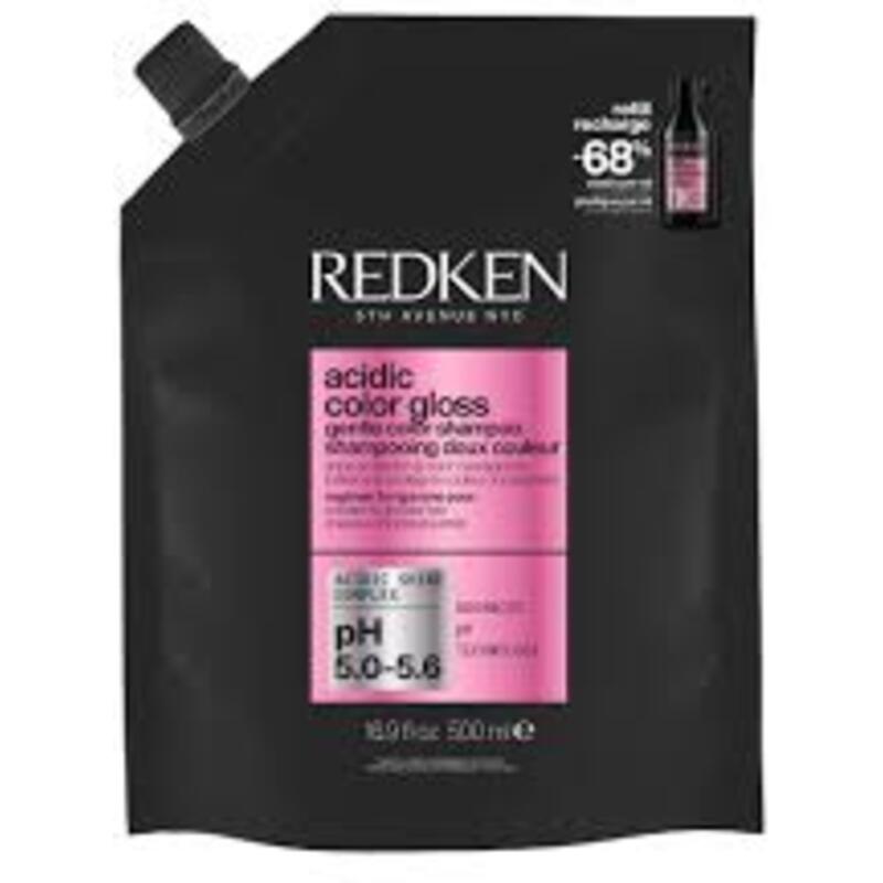 „Redken Acidig Color Gloss“ švelnaus šampūno papildymas – šviesinantis šampūno papildymas ilgai išliekančiai plaukų spalvai ir blizgesiui.