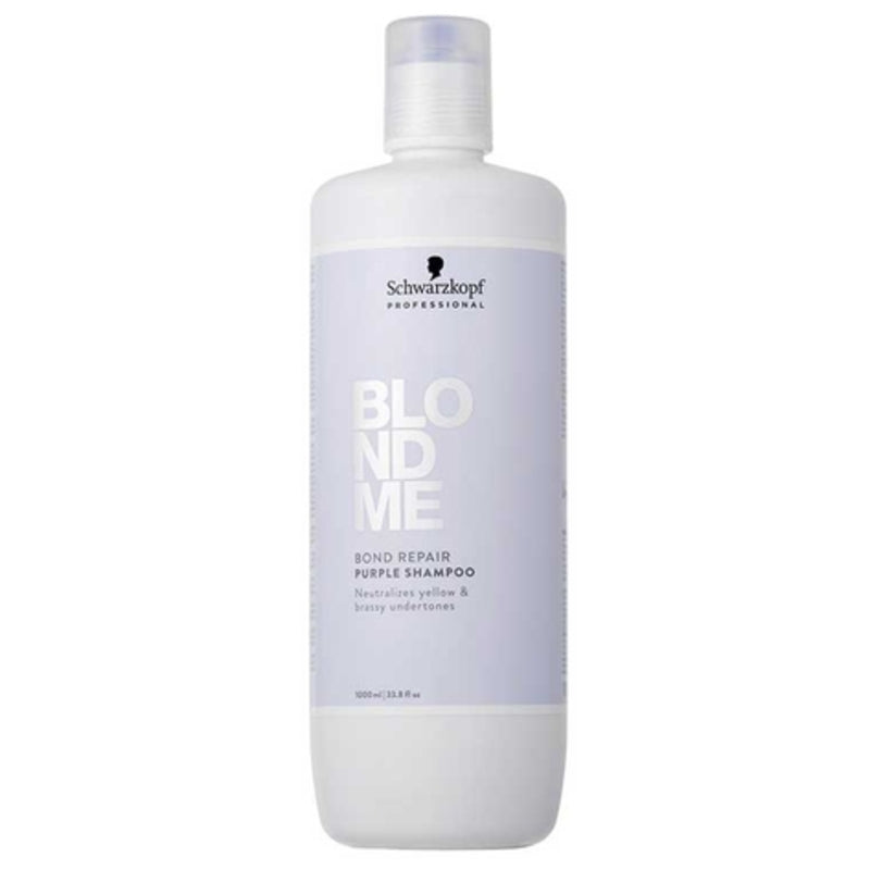 Schwarzkopf Professional „BlondMe Bond Repair Purple“ šampūnas – tonizuojamasis šampūnas, neutralizuojantis geltonus atspalvius.