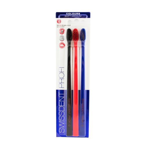 Swissdent Colors Soft-Medium rinkinys – dantų šepetėlių rinkinys 2 +1 NEMOKAMAI
