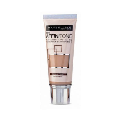 „Maybelline Affinitone + Protecting Perfecting Foundation“ makiažo pagrindas su vitaminu E, 30 ml – suvienodina makiažą su HD pigmentais.