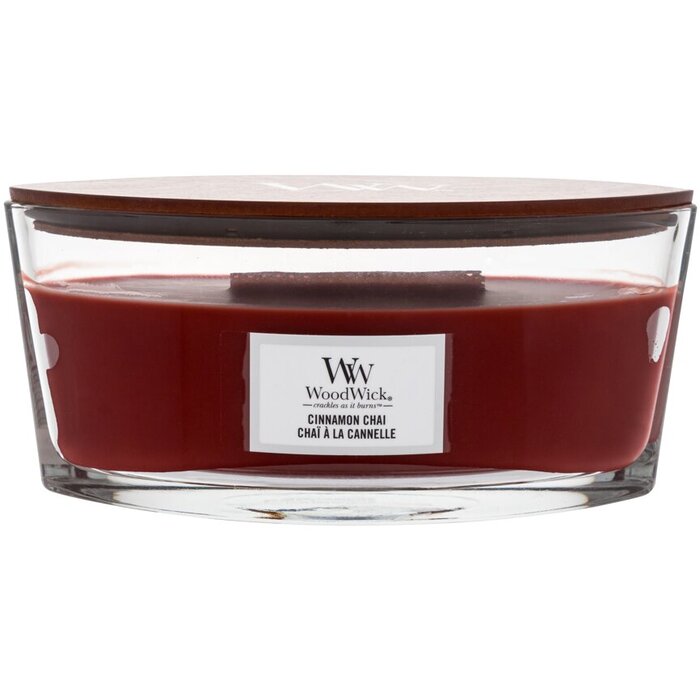 „WoodWick“ cinamono čai – elipsinė žvakė