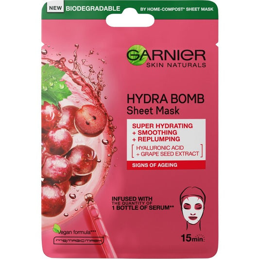 GARNIER Hydra Bomb audinių kaukė - drėkinamoji tekstilinė kaukė