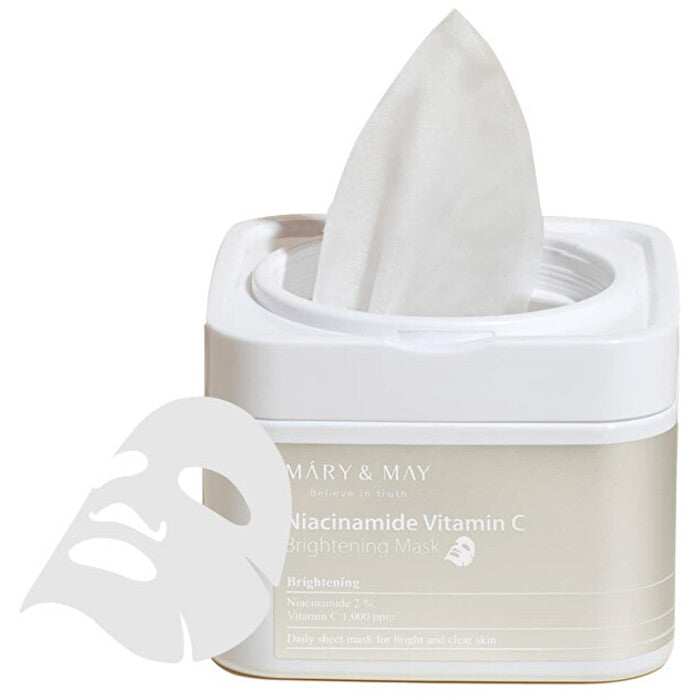 MARY & MAY niacinamido ir vitamino C skaistinamoji kaukė, 30 vnt.