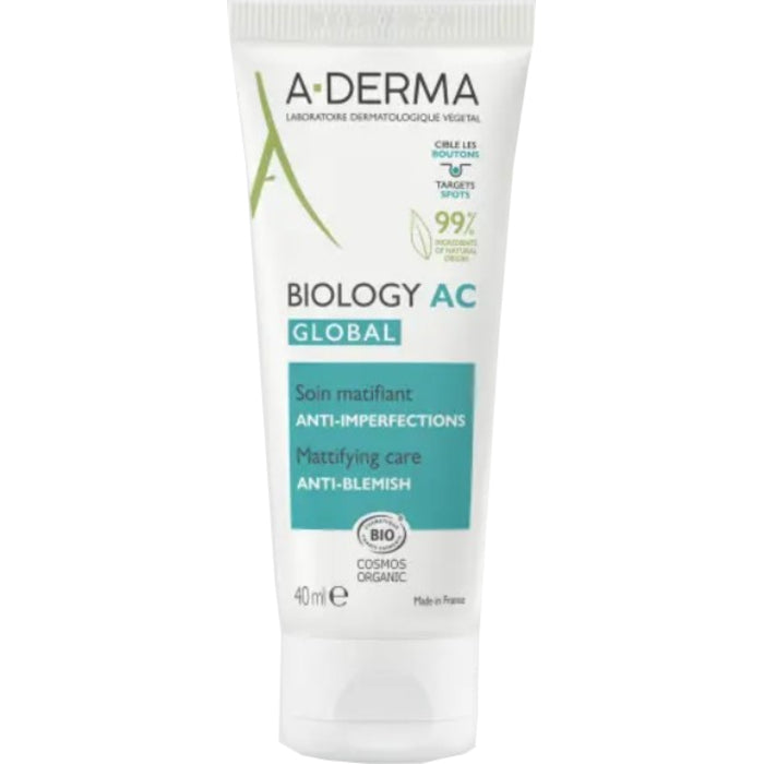 A-Derma Biology AC Global Anti-Blemish Mattifying Care – matinį atkuriamąjį poveikį suteikianti priemonė nuo odos trūkumų