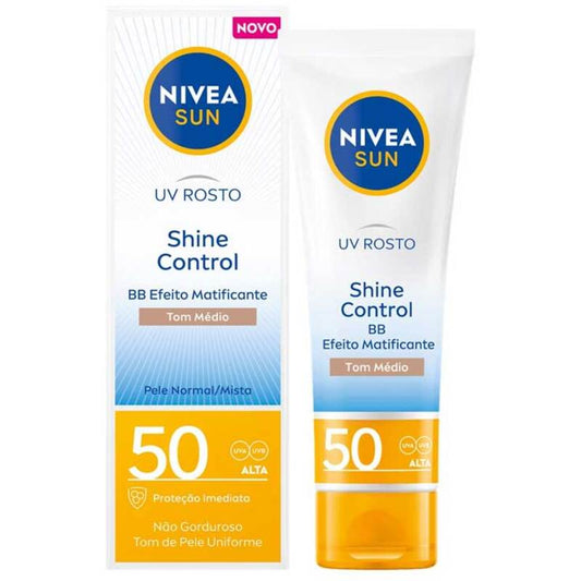 Nivea Sun UV Face Shine Control Tinted SPF 50 matinis veido kremas 50 ml