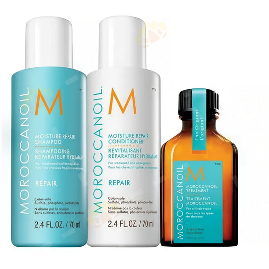 Moroccanoil Repair Moisture Travel Trio - dovanų plaukų kosmetikos rinkinys