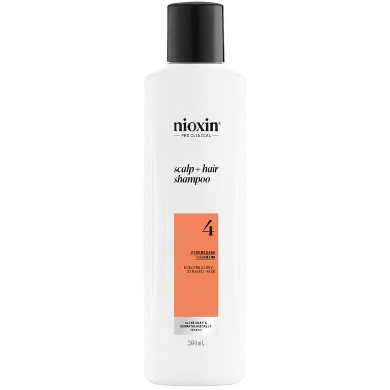 Nioxin System 4 Scalp + Hair Šampūnas Progressed Thinning – valomasis šampūnas dažytiems plaukams su pažangiu retėjimu