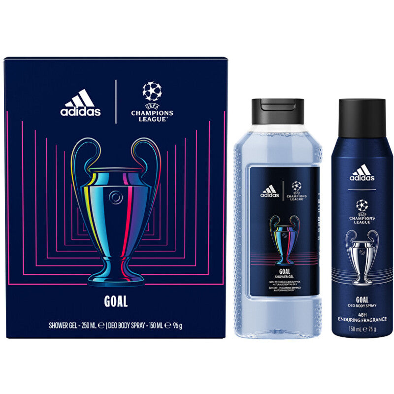 Adidas UEFA Champions League Goal dovanų rinkinys dušo gelis 250 ml ir dezodorantas 150 ml