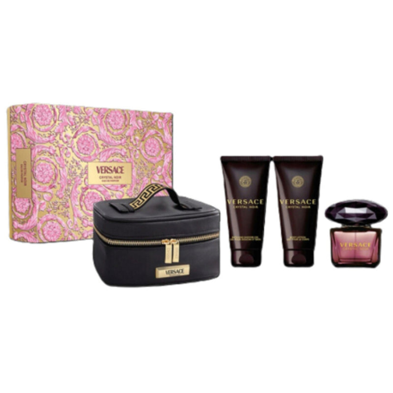 Versace Crystal Noir Dovanų Rinkinys EDP 90, dušo gelis 100 ml, Kūno losjonas 100 ml ir kosmetinė