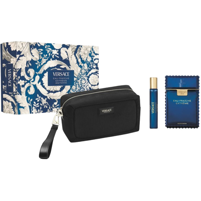 Versace Man Eau Fraiche Extreme Dovanų Rinkinys EDP 100 ml, mini EDP 10 ml ir kosmetinė