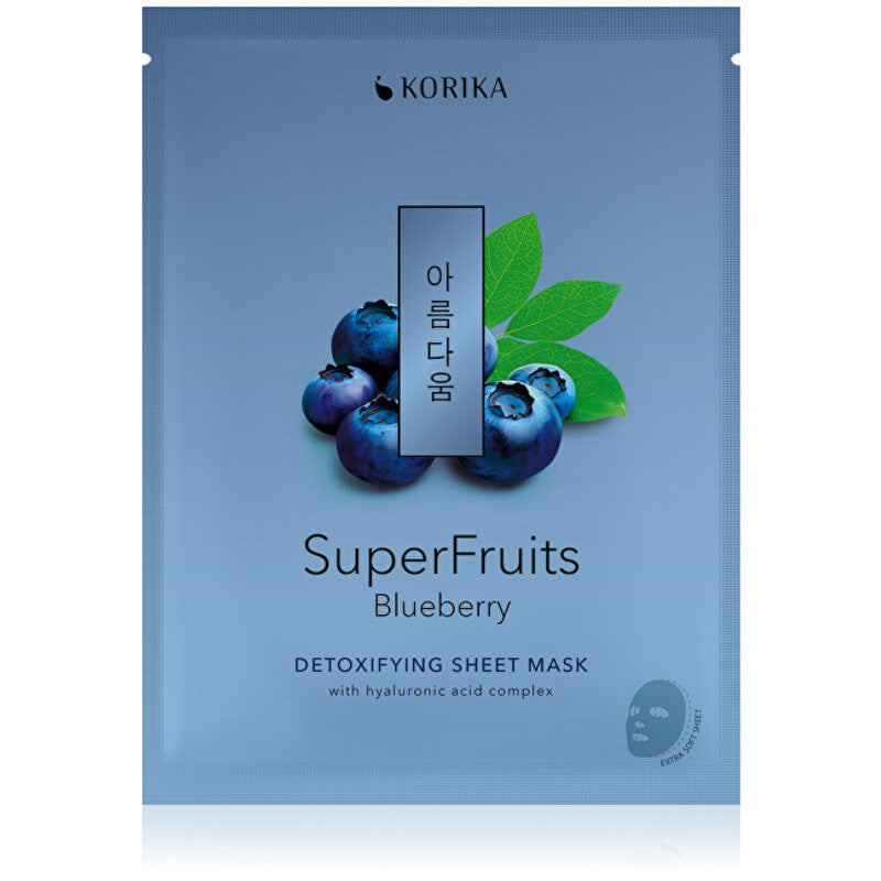 KORIKA Superfruits detoksikuojanti lakštinė veido kaukė (mėlynių)