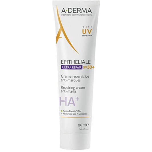 A-Derma Epitheliale Ultra Repair atkuriamasis kremas nuo žymių SPF 50 - regeneruojamasis kremas