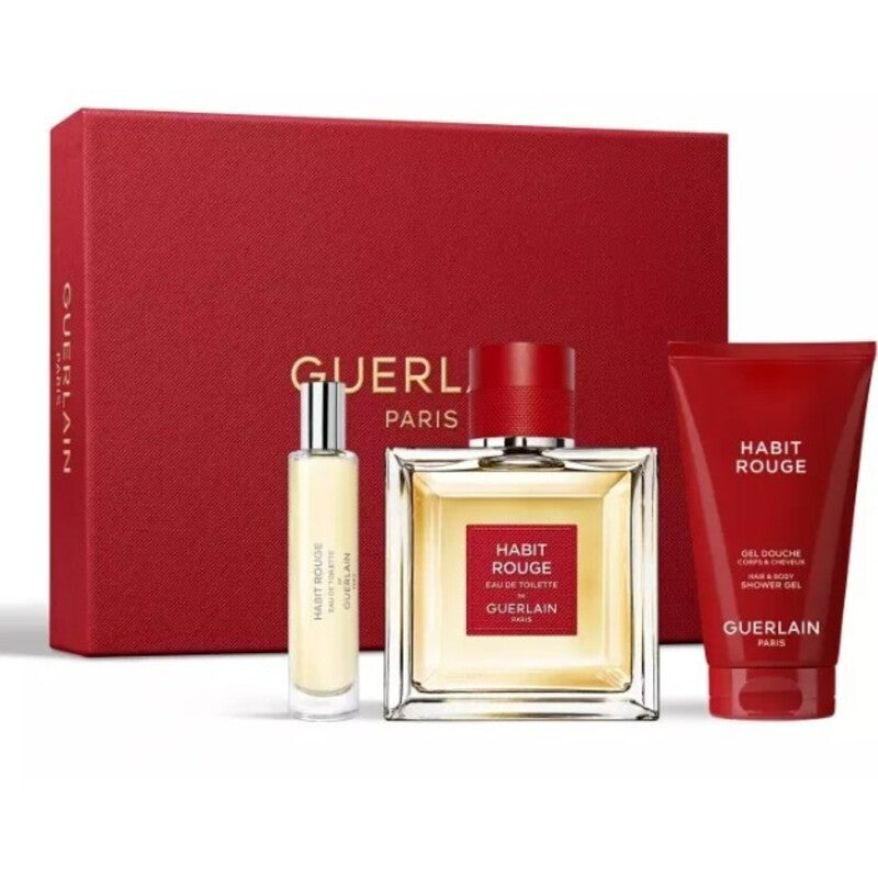 Guerlain Habit Rouge Gift Set EDT 100 ml, shower gel 75 ml and miniature EDT 10 ml