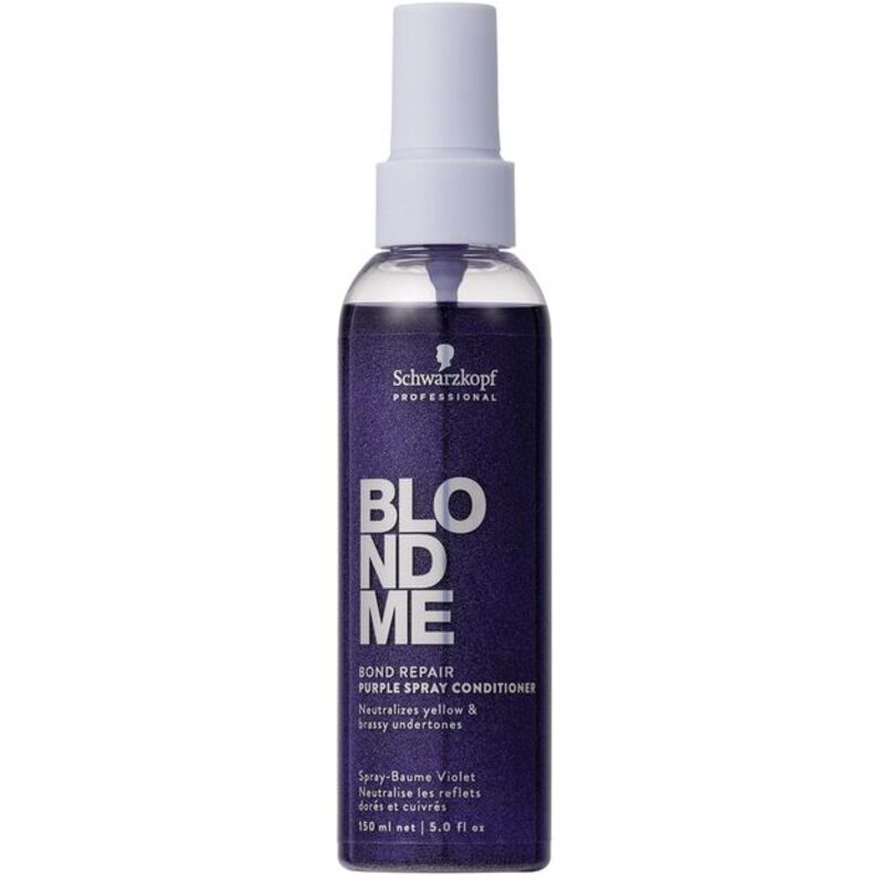 Schwarzkopf Professional „BlondMe Bond Repair Purple Spray“ kondicionierius – nenuplaunamas kondicionierius šviesiems plaukams