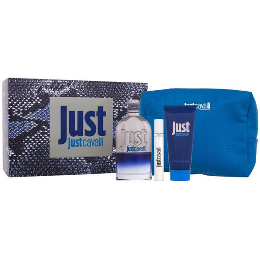 Cavalli Roberto Just Cavalli for Him Gift Set EDT 90 ml, shower gel 100 ml, miniature EDT 15 ml and cosmetic bag