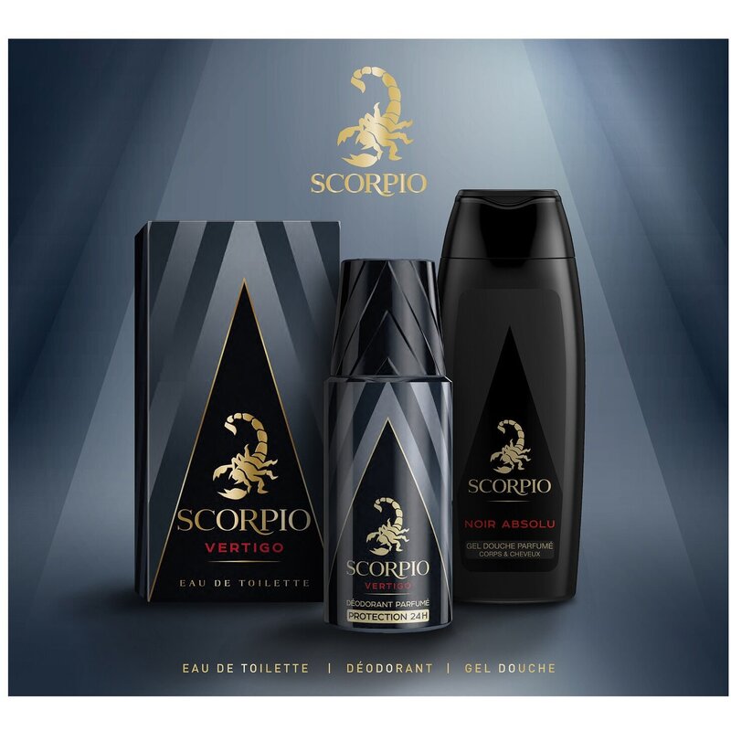 Scorpio Vertigo Gift Set EDT 75 ml, shower gel 250 ml and deospray 150 ml